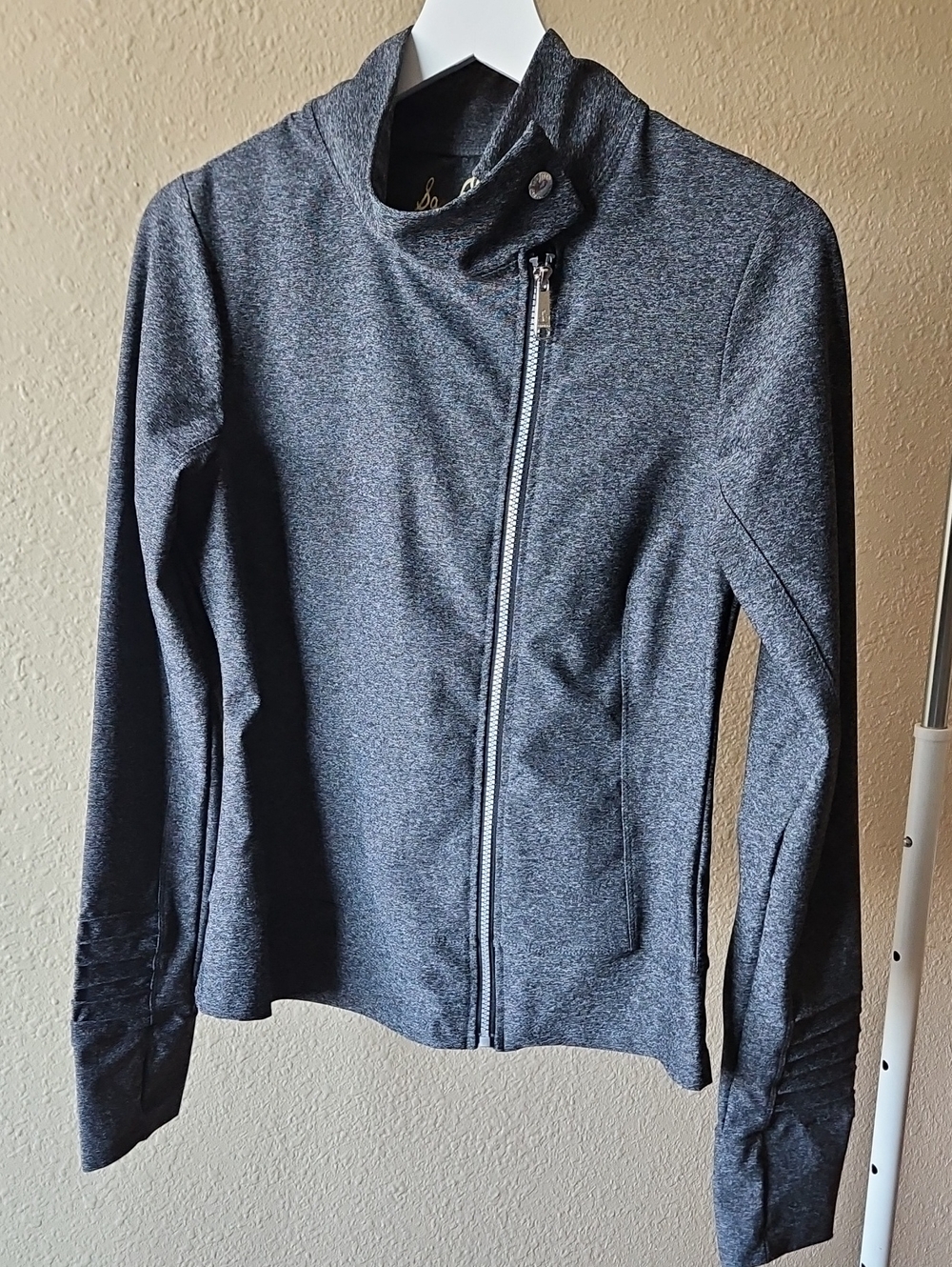 Sam Edelman Heathered Gray Asymmetrical Zip Bomber Jacket